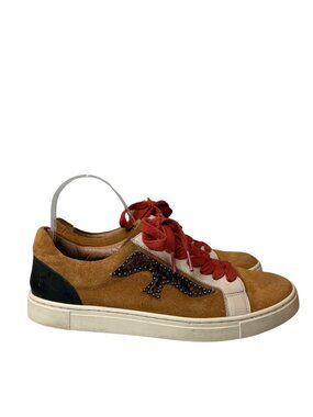 Frye Ivy Logo Patch Women's Size 9.5 M Low Lace Up Suede Leather Sneakers